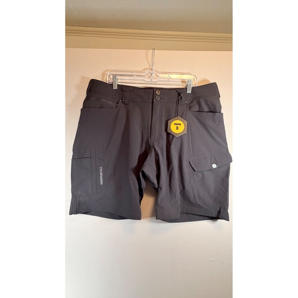 Truewerk T1 Werkshort Mens 38 Black Technical Workwear Cargo Shorts NWT